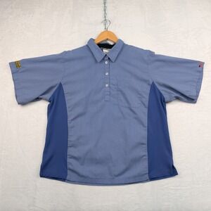 Waffle House Polo Shirt Women's 2XL Blue Two Tone Workwear Uniform Mesh Panels